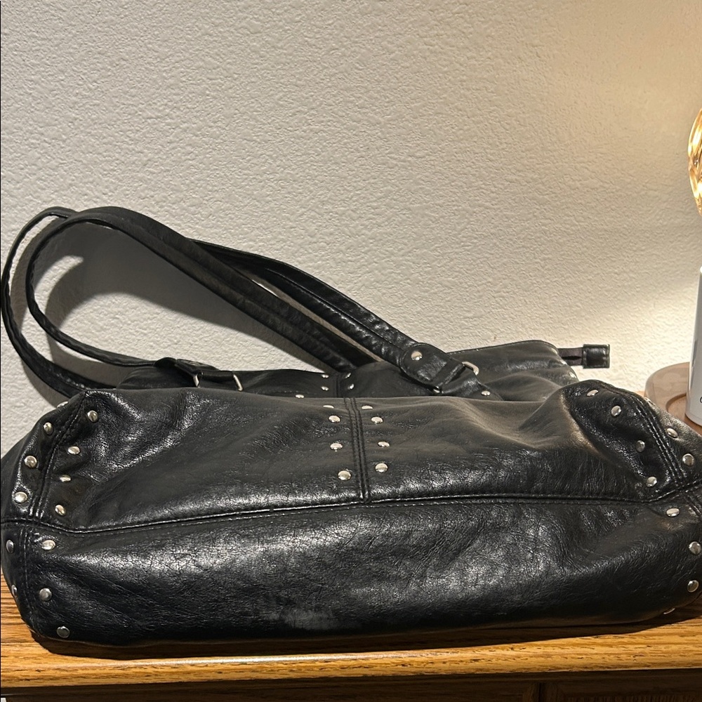 Black Studded Leather Tote - Picture 6 of 12